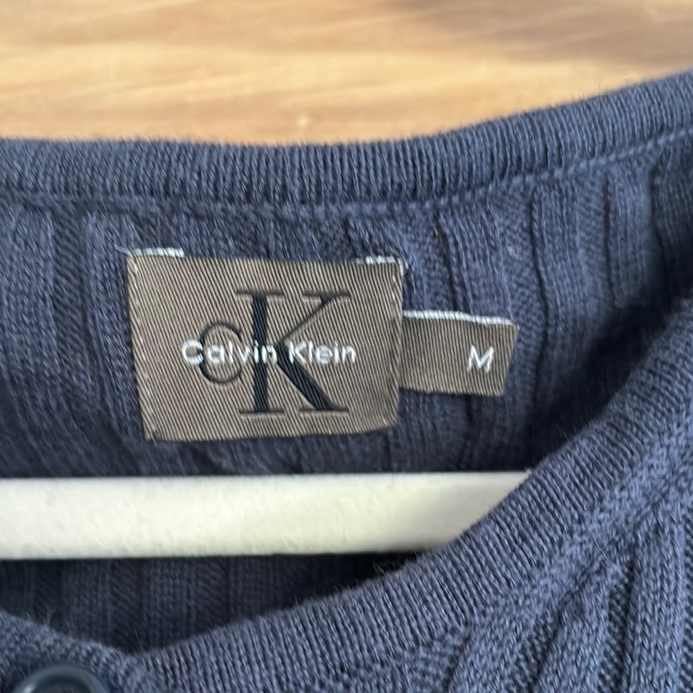 Navy Ribbed Button-Up Cardigan - Picture 2 of 3